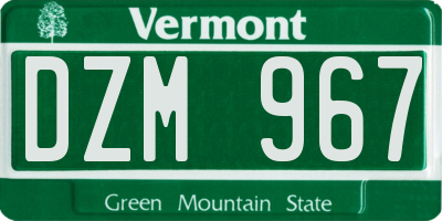 VT license plate DZM967