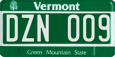 VT license plate DZN009