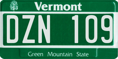 VT license plate DZN109