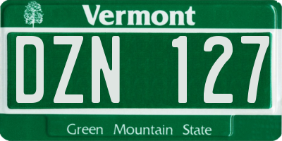 VT license plate DZN127