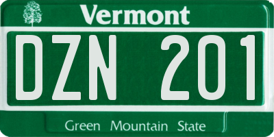 VT license plate DZN201