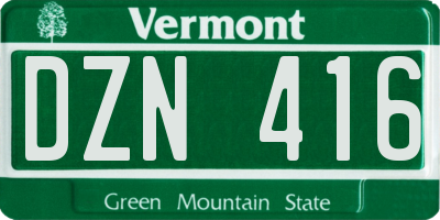 VT license plate DZN416
