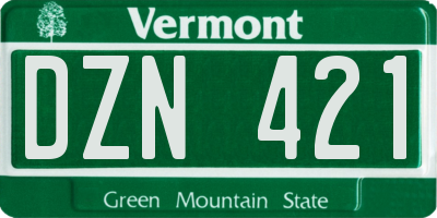 VT license plate DZN421