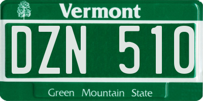 VT license plate DZN510