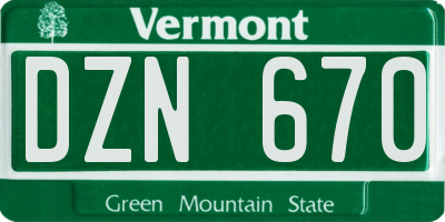 VT license plate DZN670