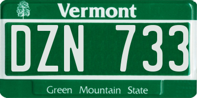 VT license plate DZN733