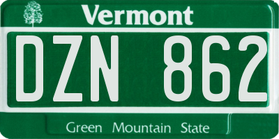 VT license plate DZN862