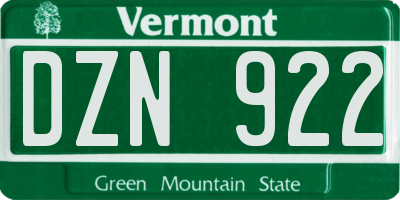 VT license plate DZN922