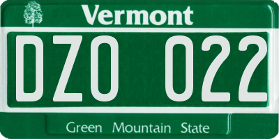 VT license plate DZO022