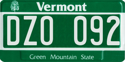 VT license plate DZO092