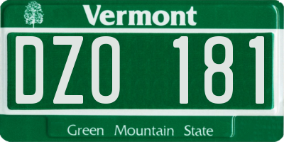 VT license plate DZO181