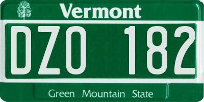 VT license plate DZO182