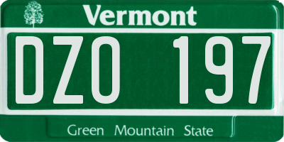 VT license plate DZO197