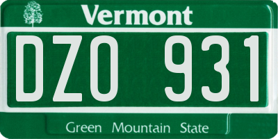 VT license plate DZO931