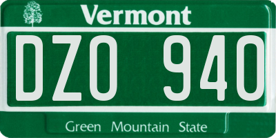 VT license plate DZO940