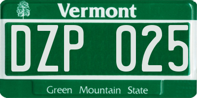 VT license plate DZP025