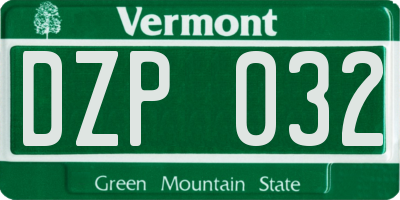 VT license plate DZP032