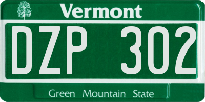 VT license plate DZP302