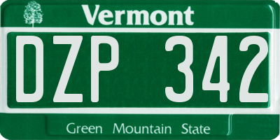 VT license plate DZP342