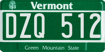 VT license plate DZQ512