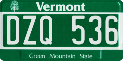 VT license plate DZQ536