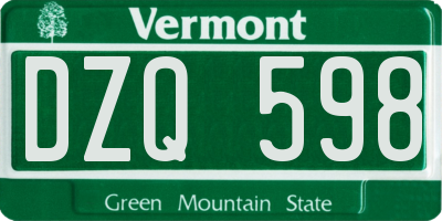 VT license plate DZQ598
