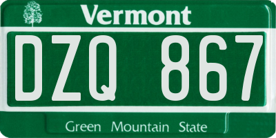 VT license plate DZQ867