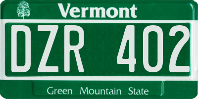 VT license plate DZR402