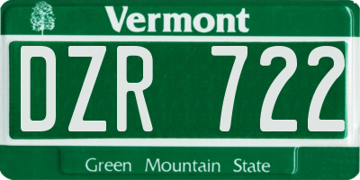 VT license plate DZR722