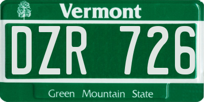 VT license plate DZR726