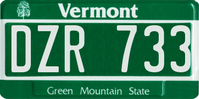 VT license plate DZR733
