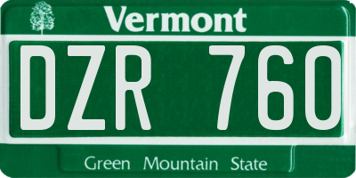 VT license plate DZR760