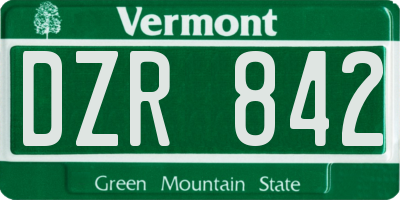 VT license plate DZR842