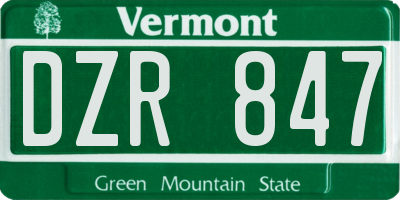 VT license plate DZR847