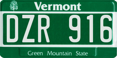 VT license plate DZR916