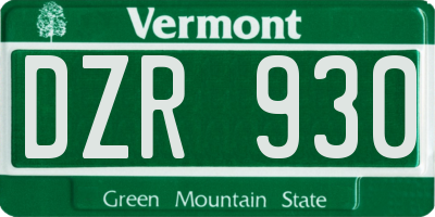 VT license plate DZR930