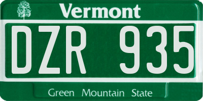 VT license plate DZR935