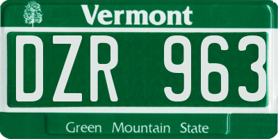 VT license plate DZR963