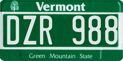 VT license plate DZR988