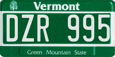 VT license plate DZR995