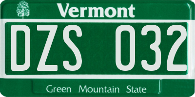 VT license plate DZS032