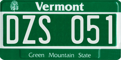 VT license plate DZS051