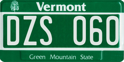 VT license plate DZS060