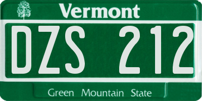 VT license plate DZS212