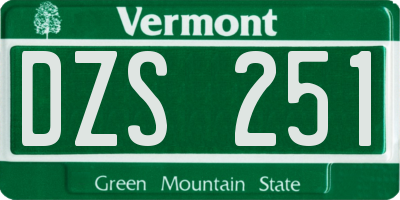 VT license plate DZS251