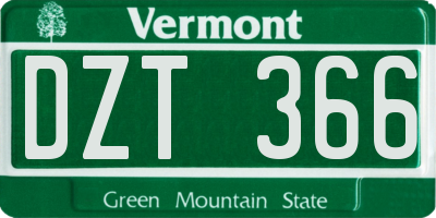 VT license plate DZT366