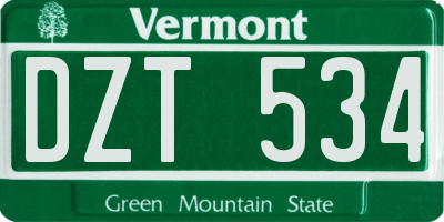 VT license plate DZT534