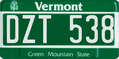 VT license plate DZT538