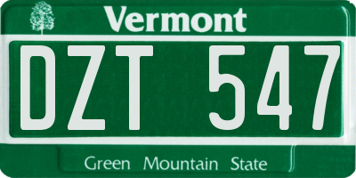 VT license plate DZT547