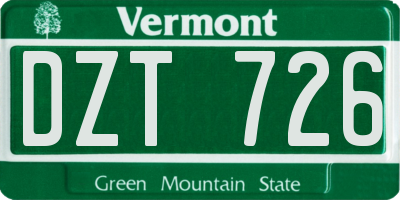 VT license plate DZT726